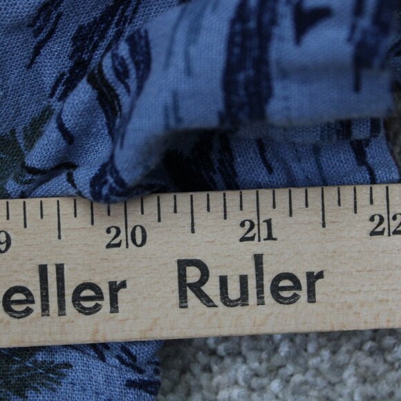 Lucky Brand AOP Camp Shirt Mens Small Blue Linen/Viscose Blend S/S Loop Collar - Picture 10 of 13